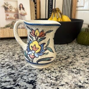 Vintage Pottery Barn Iznik Pitcher Vase in glazed crackleware